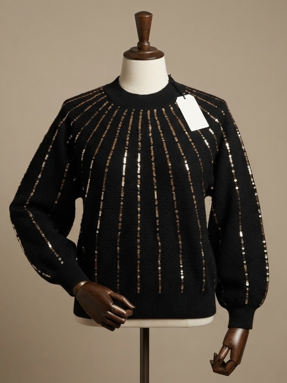 Black Sweater with Gold Accents